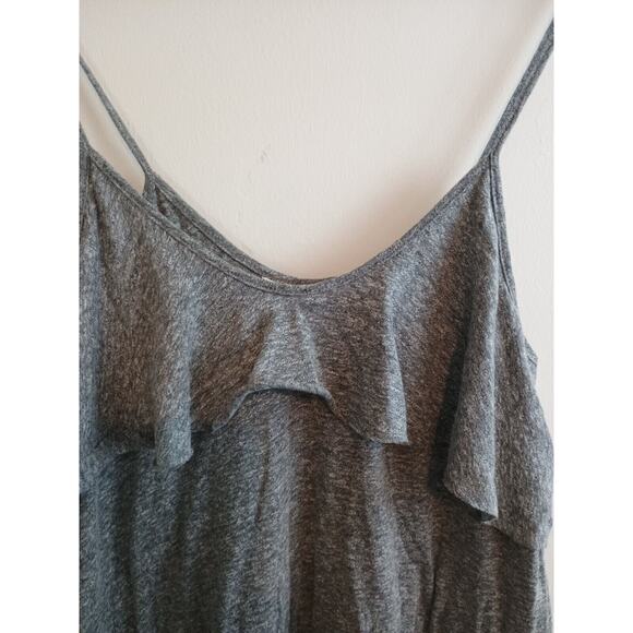 Rebecca Taylor Dress Womens Gray Ruffle Stretch Minimalist Babydoll Casual Mini - Picture 3 of 6